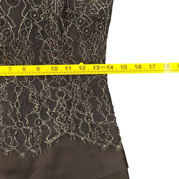 Rickie Freeman Teri Jon Grey Strapless Lace Bodice Tiered Evening Gown Size 4 - Picture 9 of 10